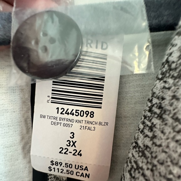 NWT Torrid plus size long line grey white blazer size 3 - Picture 4 of 8